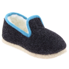 Charentaise Tweed Kid Noir Bleu vue de face