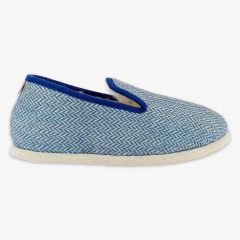 Charentaises Camden Bleu – Chaussons d’intérieur motif chevrons Made in France                  