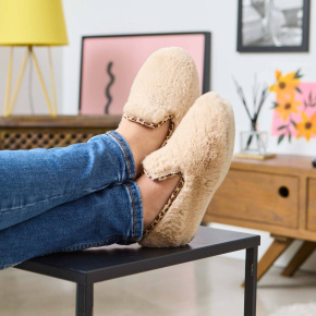 Charentaises Chausse Mouton Rugi – Chaussons doux beige Made in France              